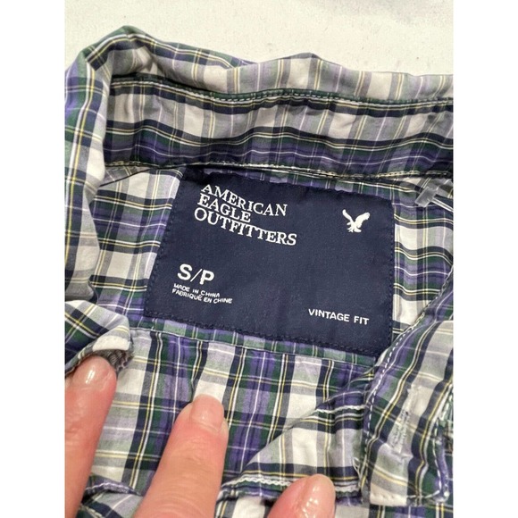 American Eagle AEO Size S Men's Plaid Button Down Shirt Vintage Fit Long Sleeve - Picture 4 of 8